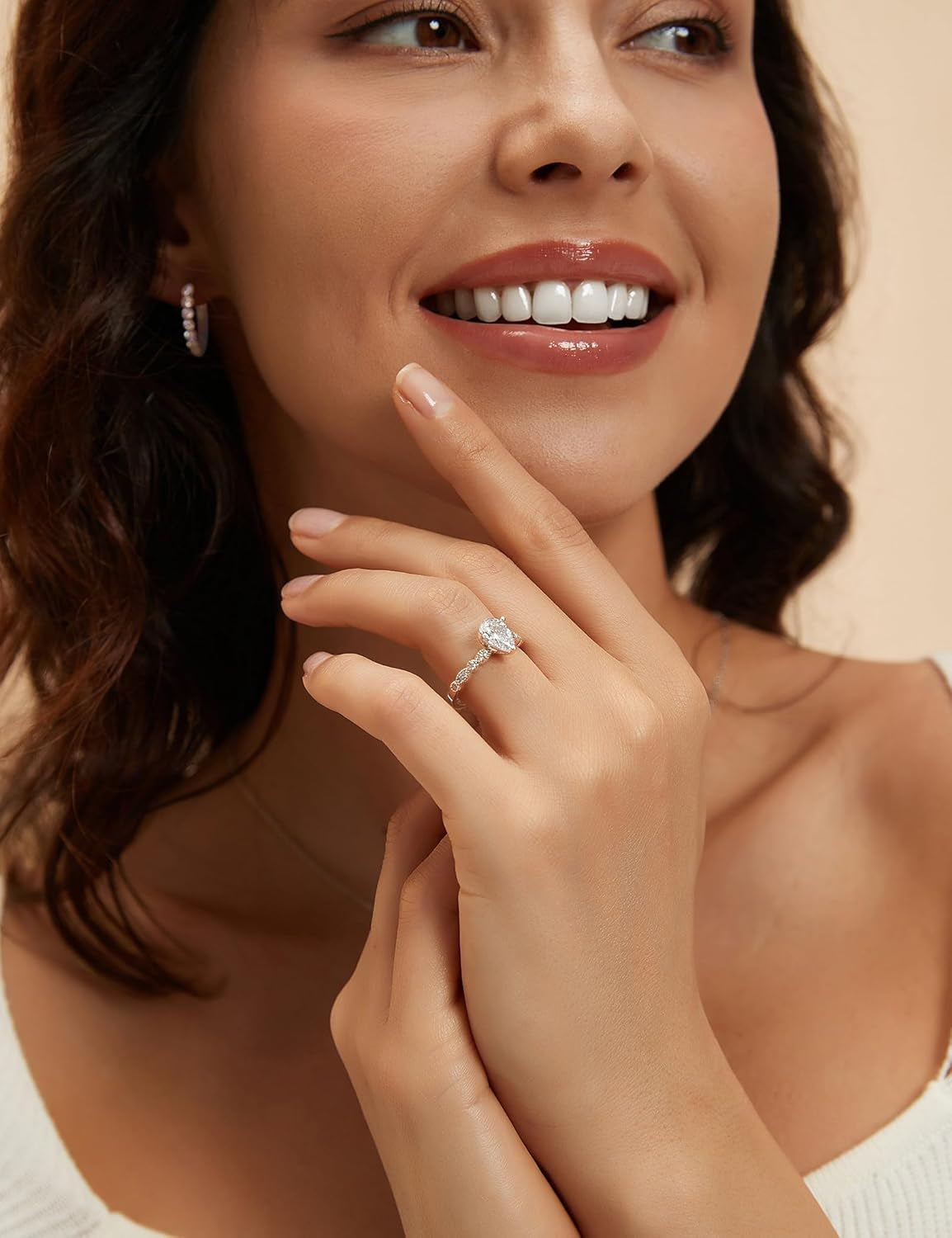 Stunning 1.5CT Teardrop Engagement Ring for Women - Marquise Pear Shaped Cubic Zirconia Promise Ring in Rose Gold Plated - Sizes 4-12