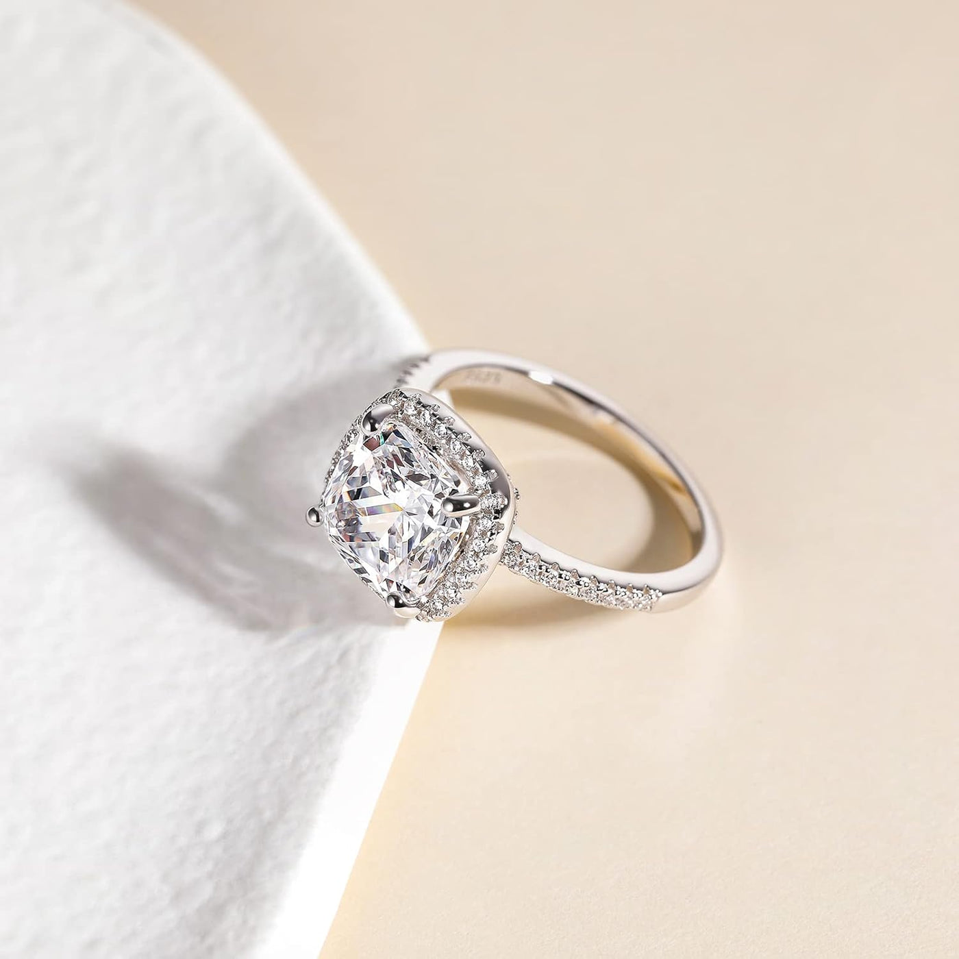 Elegant 3.5CT Cushion Cut Cubic Zirconia Engagement Ring in 925 Sterling Silver - Perfect Wedding Band for Women, Available in Sizes 3-11