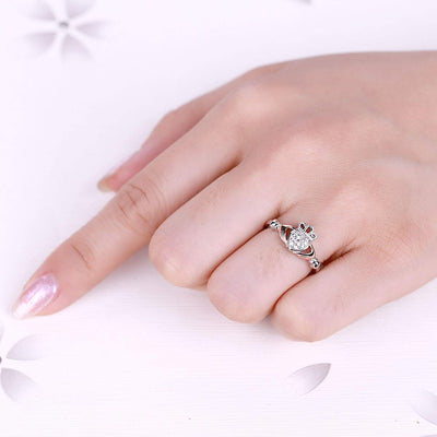 Sparkle and Shine: 925 Sterling Silver Claddagh Heart Promise Ring in Rose Gold – The Ultimate Birthstone Bling for Her!