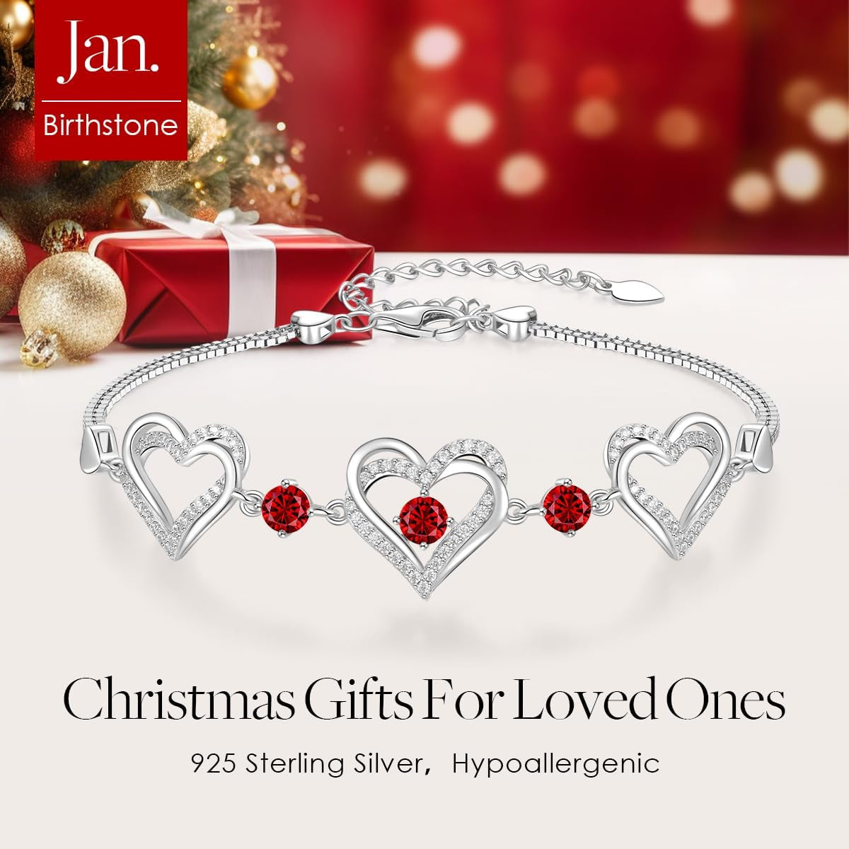 Elegant Forever Love Heart Charm Link Bracelet for Women - A Stunning 925 Sterling Silver Birthstone Gift for Mother’s Day, Anniversaries, Christmas, and Birthdays