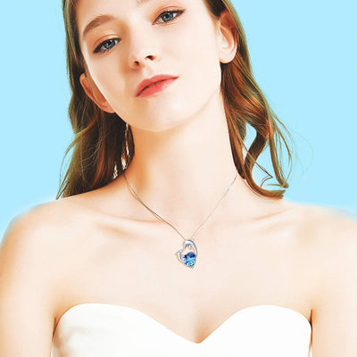 Elegant Dolphin Pendant Necklace with Blue Crystal - Perfect Christmas and Birthday Gift for Women, Mothers, Daughters, and Girlfriends