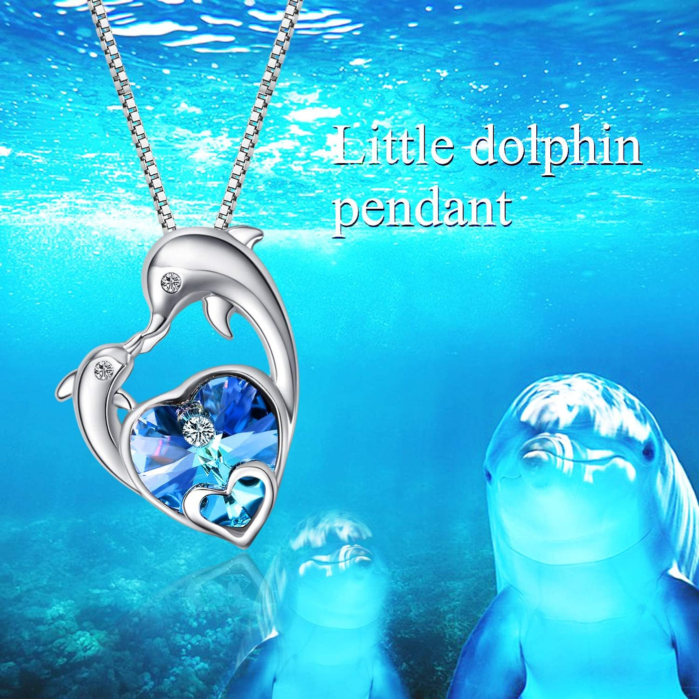 Elegant Dolphin Pendant Necklace with Blue Crystal - Perfect Christmas and Birthday Gift for Women, Mothers, Daughters, and Girlfriends