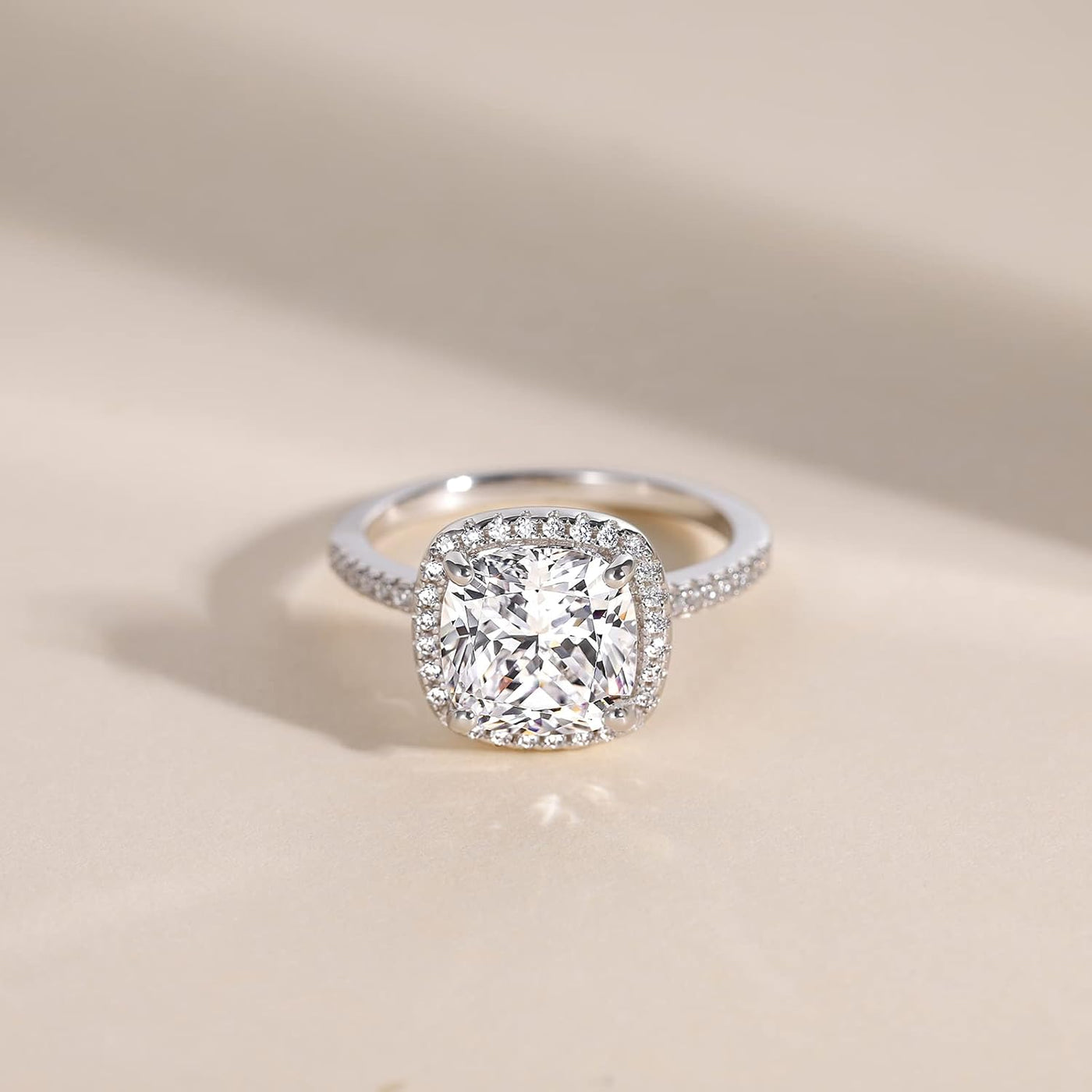 Elegant 3.5CT Cushion Cut Cubic Zirconia Engagement Ring in 925 Sterling Silver - Perfect Wedding Band for Women, Available in Sizes 3-11