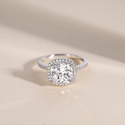 Elegant 3.5CT Cushion Cut Cubic Zirconia Engagement Ring in 925 Sterling Silver - Perfect Wedding Band for Women, Available in Sizes 3-11