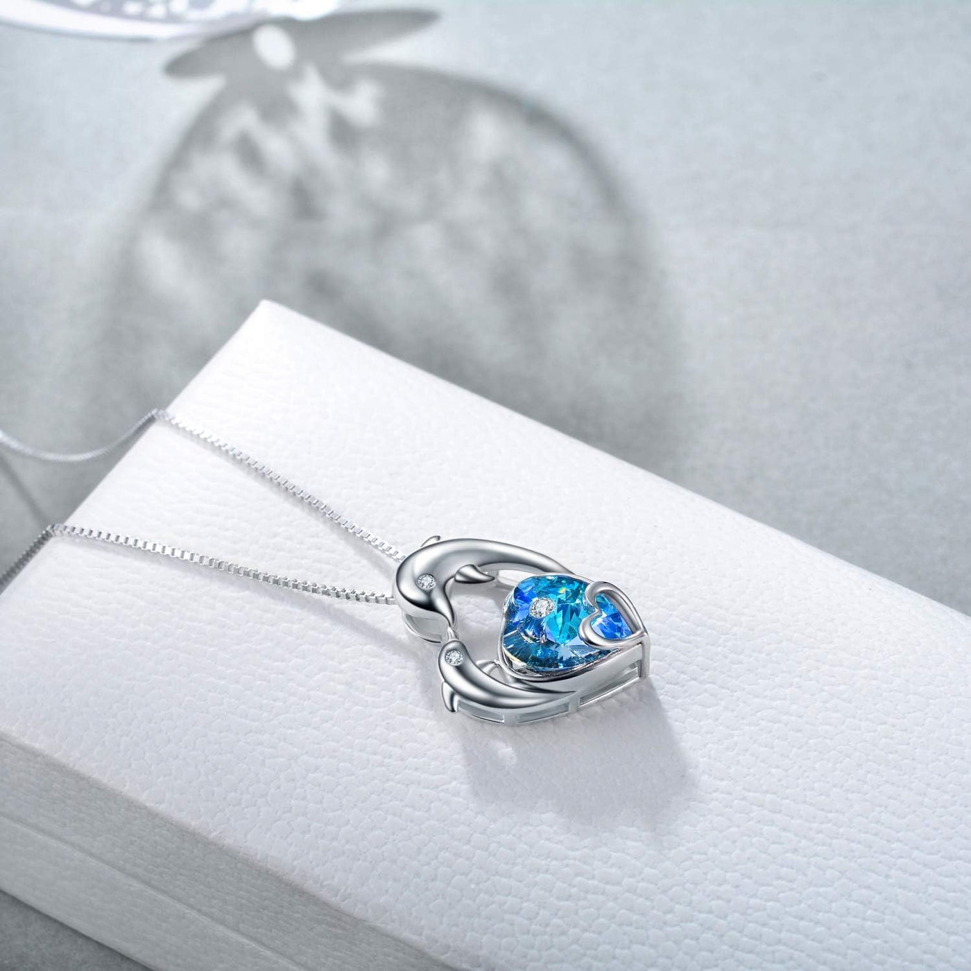 Elegant Dolphin Pendant Necklace with Blue Crystal - Perfect Christmas and Birthday Gift for Women, Mothers, Daughters, and Girlfriends